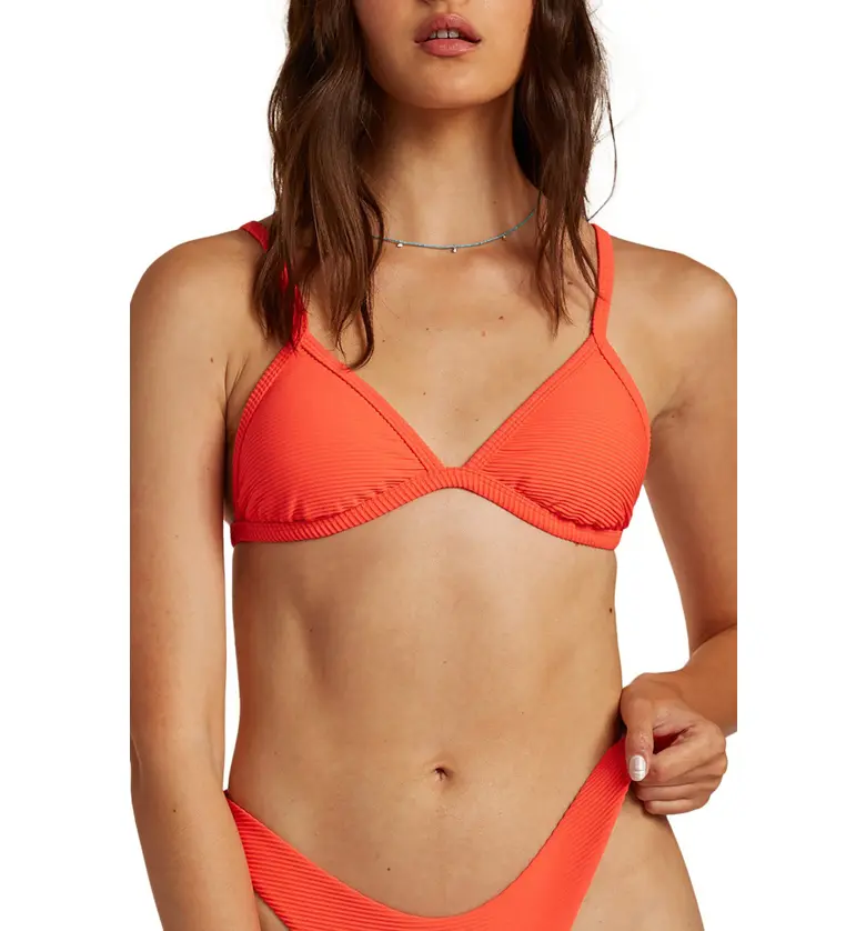 Billabong Tanlines Ivy Triangle Bikini Top_HOT CORAL