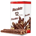 Biscolata Nirvana Rolled Wafers Snacks with Premium Chocolate Cream Filled - Hazelnut - Pack of 12
