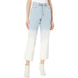 Blank NYC Baxter Straight Bleached Leg Five-Pocket Jeans in Blueu002FWhite