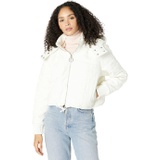 Blank NYC White Faux Leather Cropped Bomber Jacket