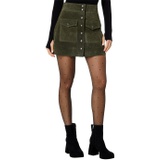 Blank NYC Leather Miniskirt with Snap Front Closure in Crocodile Tears