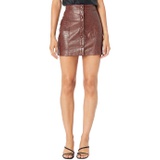 Blank NYC Leather Crocodile Print Miniskirt with Snap Front Closure in Rattle and Roll