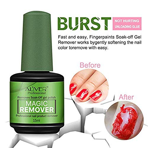  Blue Finger Magic Burst Soak-Off Gel Nail Polish Remover 2 Pack, Professional Remover Nail Polish Delete Primer Acrylic Clean Degreaser For Nail Art Lacquer 15ml (2pcs) (2pcs)