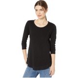 Bobi Los Angeles Long Sleeve Curved Hem Top in Slubbed Jersey