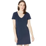 bobi Los Angeles V-Neck Raw Edge Dress in Slubbed Jersey