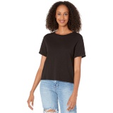 bobi Los Angeles Slubbed Jersey Rolled Sleeve Cropped Tee