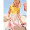 Boden Broderie Dress - Daffodil Yellow/Pink Ombre