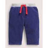 Boden Blue Draw String Jersey-lined Corduroy Pants - Starboard Blue