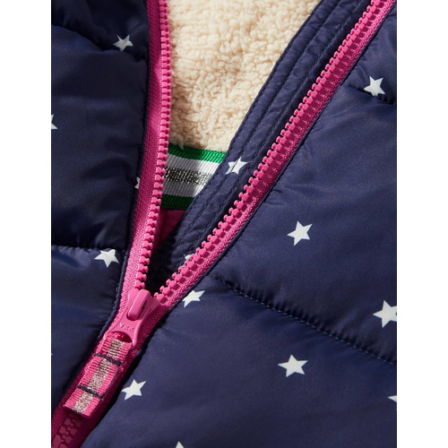 보덴 Boden Navy Star Print Hooded Puffer Jacket - College Navy Confetti Star