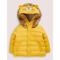 Boden Yellow Lion Hood Waterproof Puffer Jacket - Honeycomb Yellow Lion