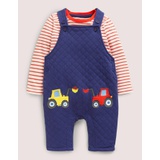 Boden Quilted Dungaree Set - Starboard Blue Tractor