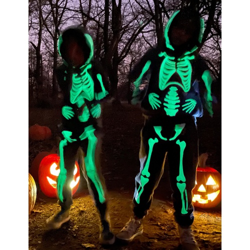 보덴 Boden Glow Print Skeleton Hoodie - Smoke Grey Glowing Skeleton