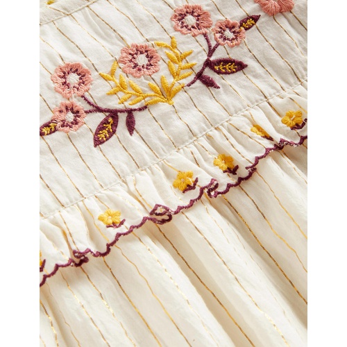 보덴 Boden Frill Embroidered Woven Top - Ivory Embroidered Floral