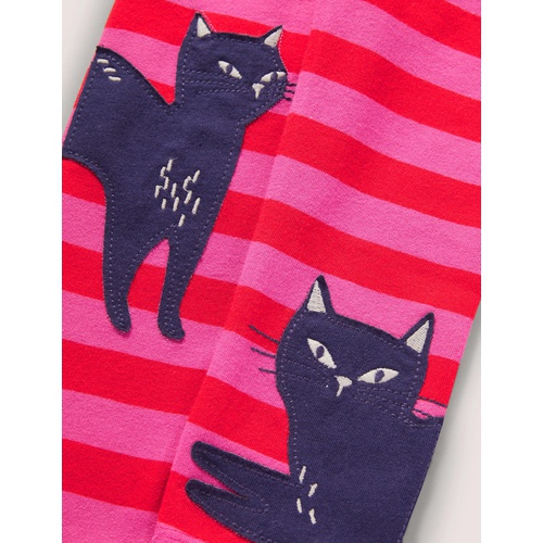 보덴 Boden Pink Stripe Cat Print Halloween Leggings - Tickled Pink Cats