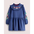 Boden Embroidered Sweat Dress - Starboard Navy