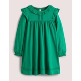 Boden Broderie Frill Dress - Shady Glade Green