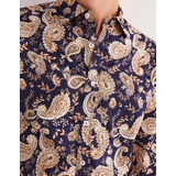 Boden Cutaway Twill Slim Fit Shirt - Navy Paisley Floral