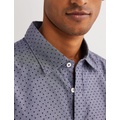 Boden Cutaway Twill Slim Fit Shirt - Blue Flocked Spot