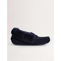 Boden Metallic Moccasin Slippers - Navy Suede