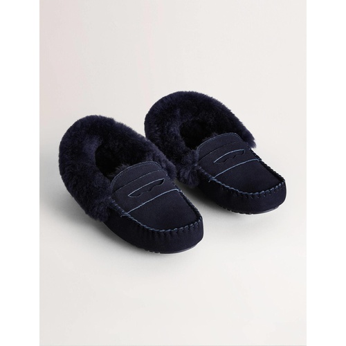 보덴 Boden Metallic Moccasin Slippers - Navy Suede