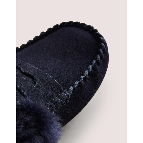 보덴 Boden Metallic Moccasin Slippers - Navy Suede