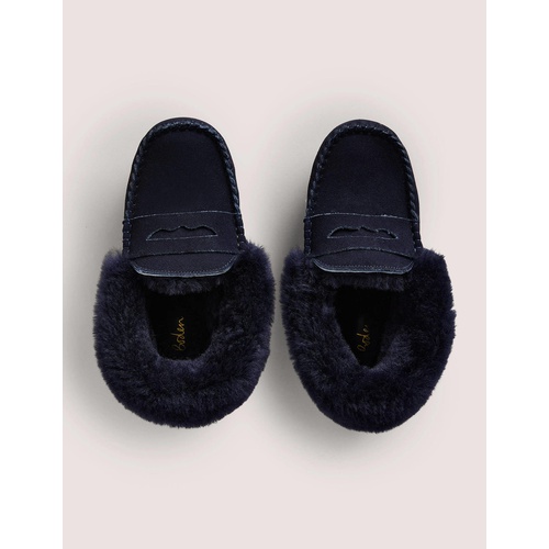 보덴 Boden Metallic Moccasin Slippers - Navy Suede