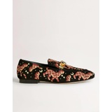 Boden Embroidered Suede Loafers - Black Embroidered Cheetah