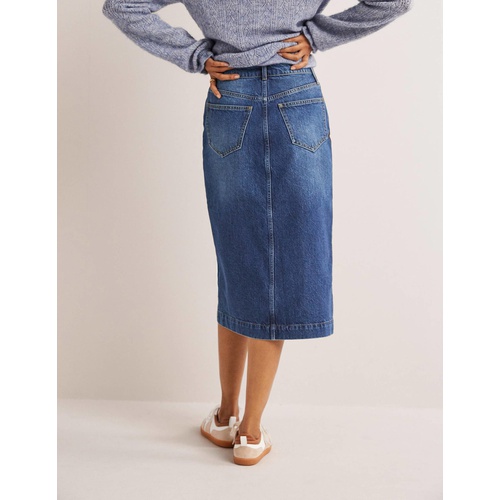 보덴 Boden Denim Straight Midi Skirt - Light Vintage