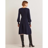 Boden Square Neck Knitted Dress - Navy