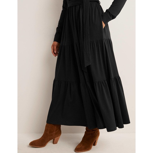 보덴 Boden Tiered Jersey Maxi Shirt Dress - Black