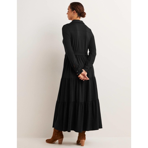 보덴 Boden Tiered Jersey Maxi Shirt Dress - Black