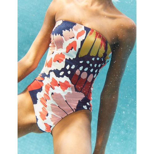 보덴 Boden Classic Bandeau Swimsuit - Multi, Petal Stamp
