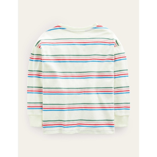 보덴 Boden Long Sleeve Textured T-shirt - Ivory/Csarite/Surf