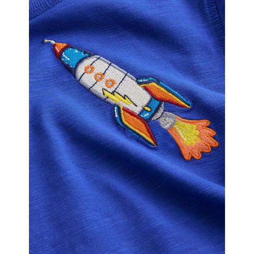 보덴 Boden Super Stitch Slub T-shirt - Bluing Blue Rocket
