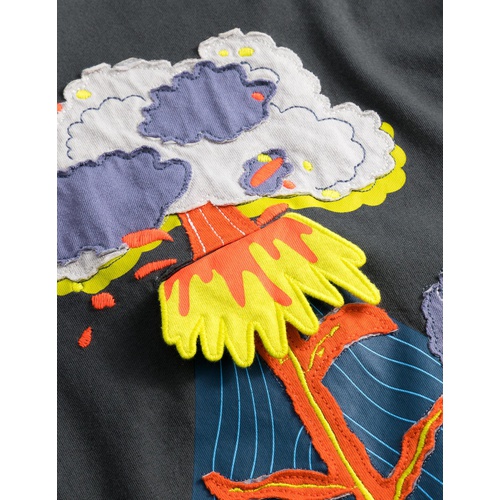 보덴 Boden Lift The Flap Applique T-shirt - Smoke/Mandarin Red Volcano