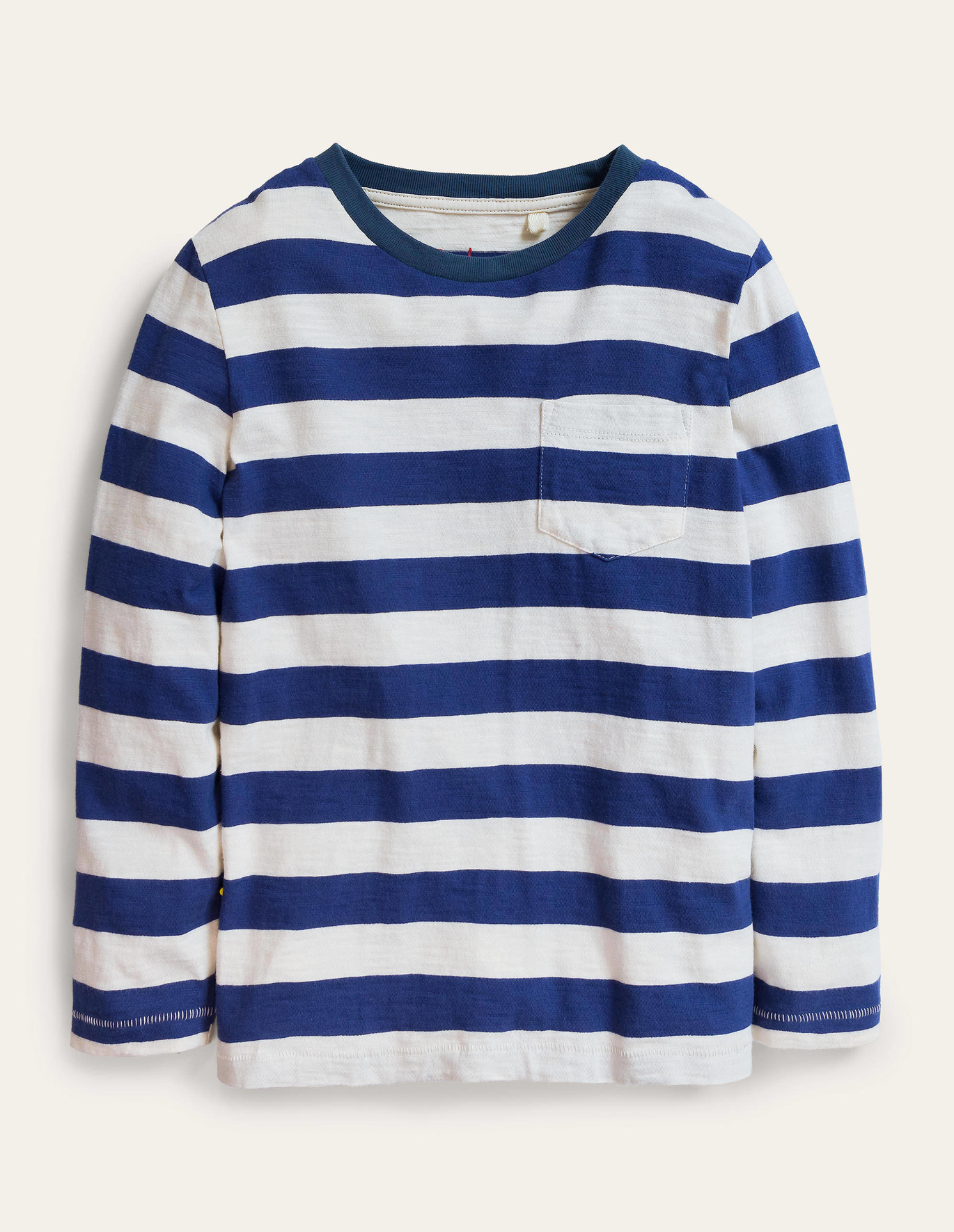 Boden Long-sleeved Washed T-shirt - Starboard/Vanilla Pod