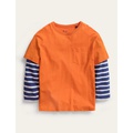 Boden Mock Long Sleeve T-Shirt - Fire Opal Orange