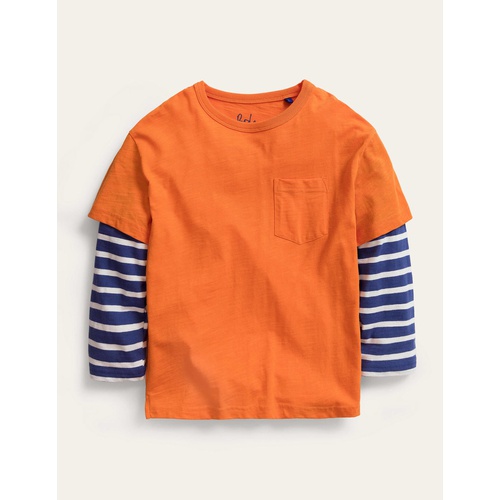 보덴 Boden Mock Long Sleeve T-Shirt - Fire Opal Orange