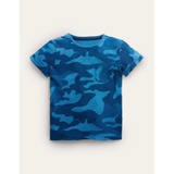 Boden Printed Washed Slub T-shirt - Blue Camo