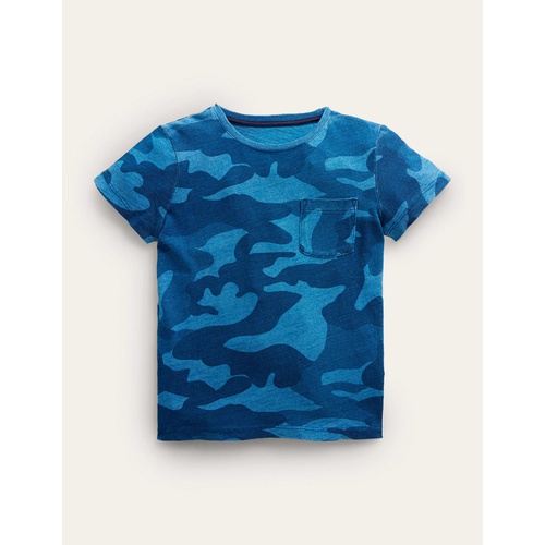 보덴 Boden Printed Washed Slub T-shirt - Blue Camo