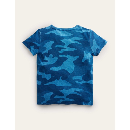 보덴 Boden Printed Washed Slub T-shirt - Blue Camo