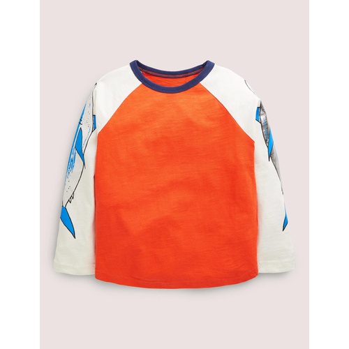 보덴 Boden Logo Placement T-Shirt - Mandarin Red/Ivory Sharks