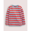 Boden Long-sleeved Washed T-shirt - Blue/Red