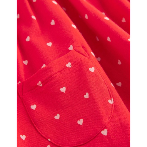 보덴 Boden Jersey Lace Yoke Dress - Strawberry Tart Tiny Hearts