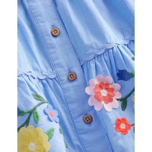 보덴 Boden Embroidered Hem Midi Skirt - Vista Blue Flowers