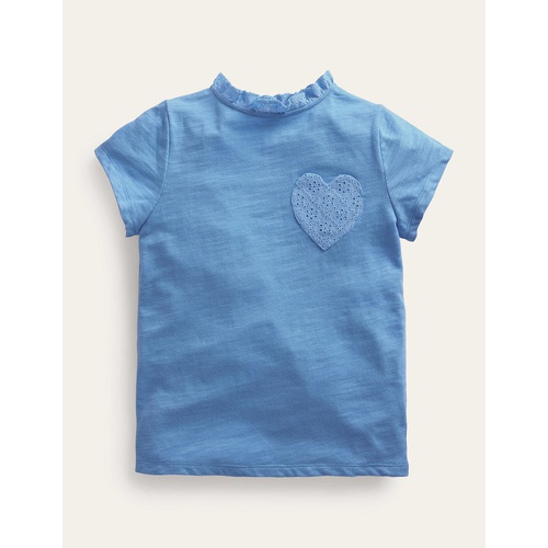 보덴 Boden Broderie Pocket T-shirt - Vista Blue