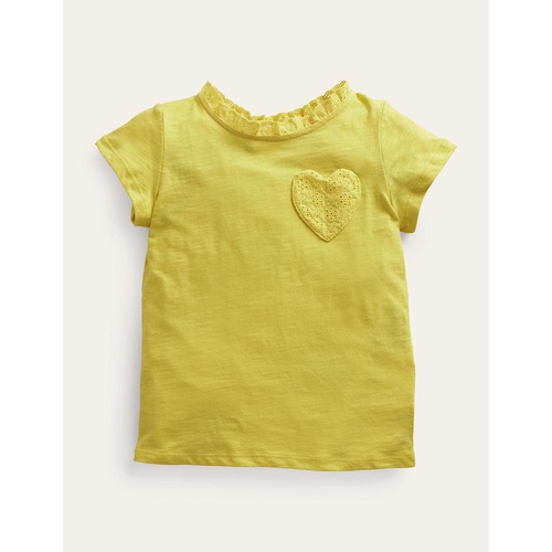보덴 Boden Broderie Pocket T-shirt - Sweetcorn Yellow