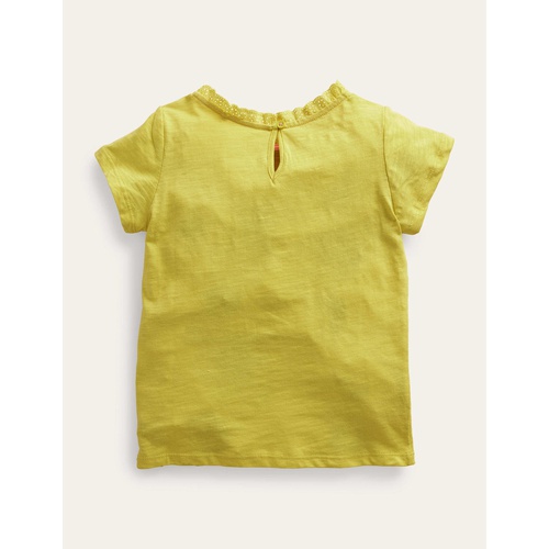 보덴 Boden Broderie Pocket T-shirt - Sweetcorn Yellow