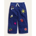Boden Wide Leg Embroidered Trousers - Starboard Blue