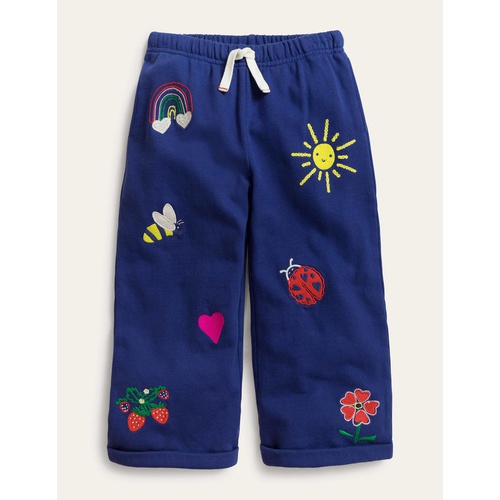 보덴 Boden Wide Leg Embroidered Trousers - Starboard Blue